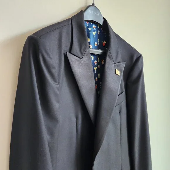 42R Tuxedo Jacket Black Jos A Bank Peak Lapel Reserve Italian Wool New 1 Button